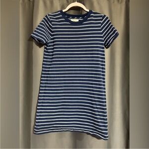 Madewell Navy & White Striped Short Sleeve T-Shirt Dress